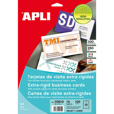Tarjetas 89x51mm 250g bordes lisos 100u