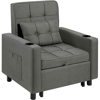 Sofà llit 1 plaça entapissat gris