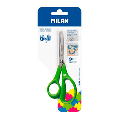 Tijeras escolares Milan verde para zurdos