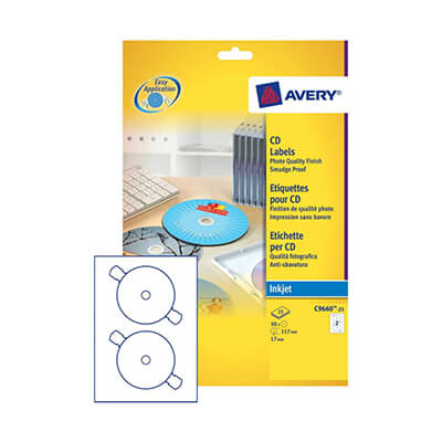 Etiquetas Avery inkjet CD glossy 117mm
