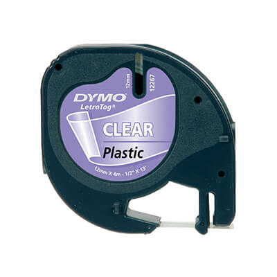 Cinta Dymo tag plàstic transparent