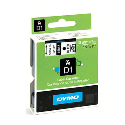 Cinta Dymo D1 12mm negro/transparente