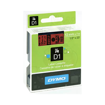 Cinta Dymo D1 12mm negro/rojo