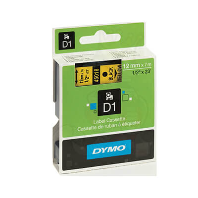 Cinta Dymo D1 12mm negre/groc