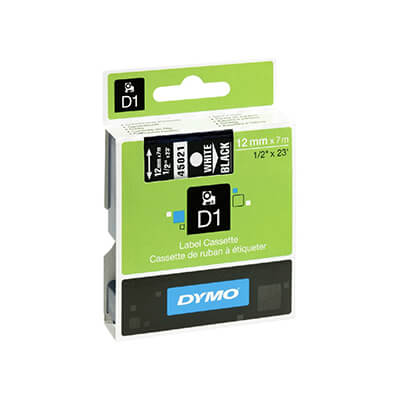 Cinta Dymo D1 12mm blanco/negro