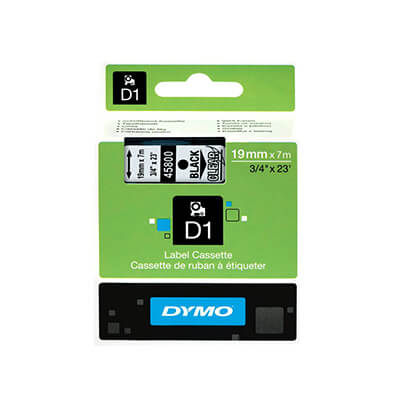 Cinta Dymo D1 19mm negre/transparent