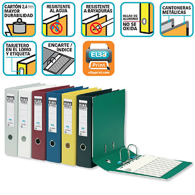 Archivador A4 ancho negro con tarjetero