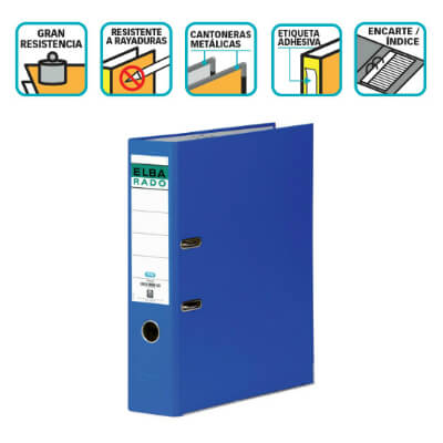 Archivador Folio ancho azul con rado