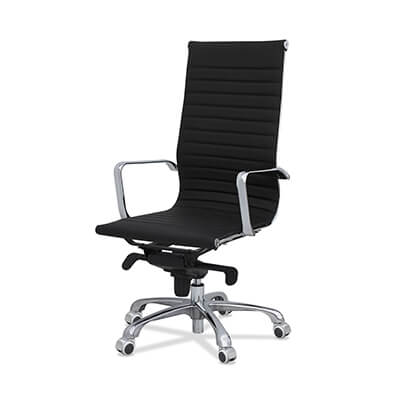 Sillón de dirección J1 tapizado piel negra