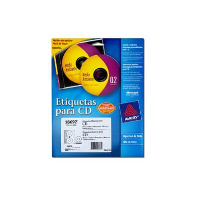 Etiquetas Avery inkjet CD 117mm transparente