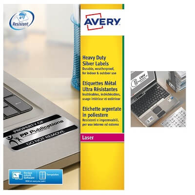 Etiquetes plata polièster permanents 96x50,8