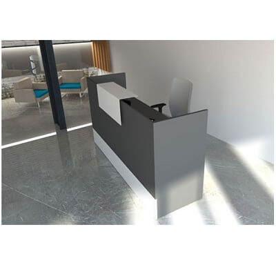 Mostrador grafito zócalo y encimera blanco 120x60