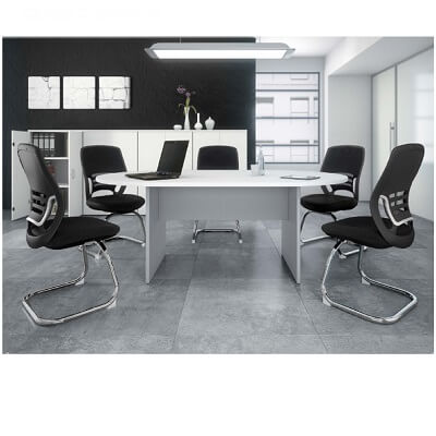 Taula de reunions T3 ovalada plata/blanca 250x120