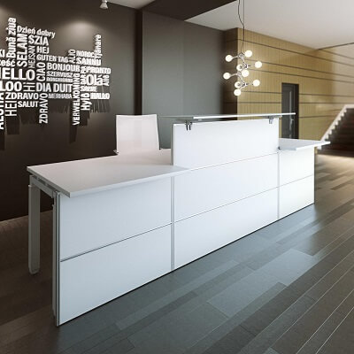 Mostrador unipanell regulable ROCK 120x60 plata/bl