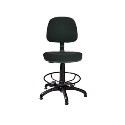 Taburete MILAN respaldo tapizado negro topes