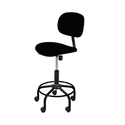 Tamboret entapissat amb respatller, rodes i aro