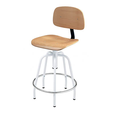 Tamboret en fusta de faig amb respatller