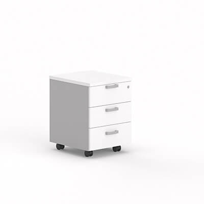 Cajonera con ruedas 3 cajones color plata/blanco