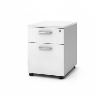 Cajonera con ruedas 2 cajones color plata/blanco