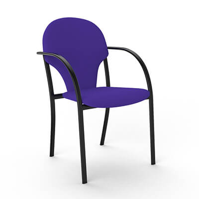 Silla RODANO con brazos fijos tapizada en azul