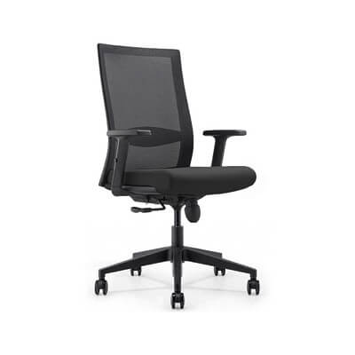 Silla NOVA con respaldo malla con brazos negra