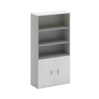 Armario con puertas bajas blanco/plata 80x198