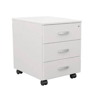 Cajonera rodante melamina blanca 3 cajones