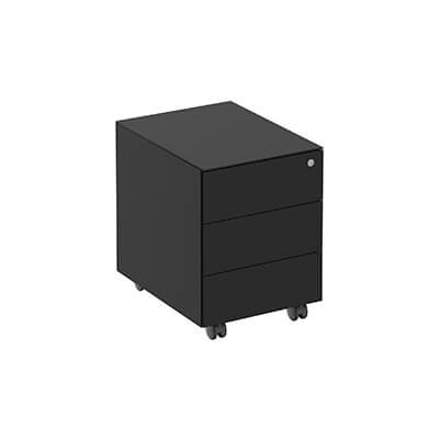 Calaixera sense tiradors metàlica negra 3 calaixos