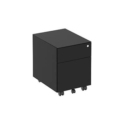 Cajonera s/ tiradores metálica negra cajon+archivo