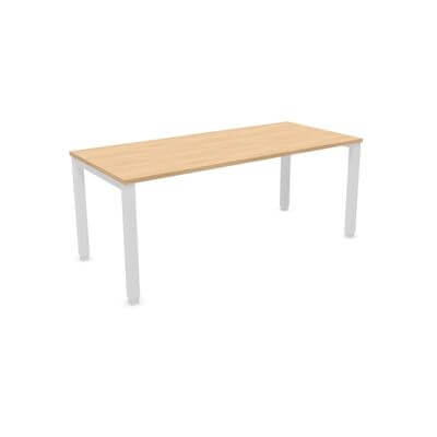 Mesa TEMPO estructura blanca sobre roble 180x80