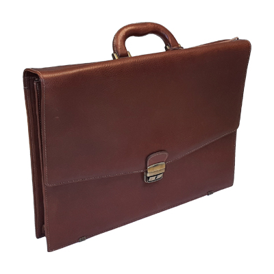 Maletí de pell marró Carmen Cortés 3 compartiments