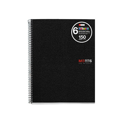 Cuaderno Notebook 6 A4 C5 negro 150 hojas