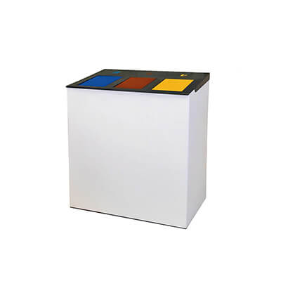 Papelera metálica 3 compartimentos 295x560x830 mm