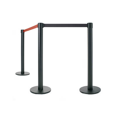 Pack 2 postes metálicos cinta retráctil negro eco