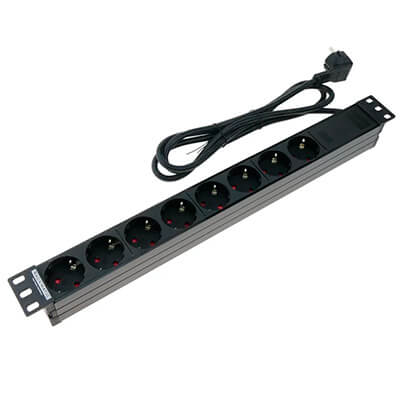Regleta enchufe p/armario rack 19" 1U con 8 schuko