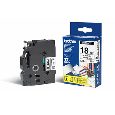 Cinta laminada Brother negro/blanco TZE241