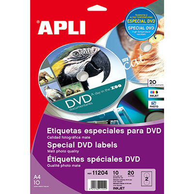 Etiquetes DVD polièster blanc mat (20u)