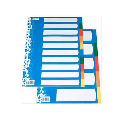 Juego 10 separadores PP A4 16 anillas opacos